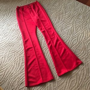 Red flare pants
